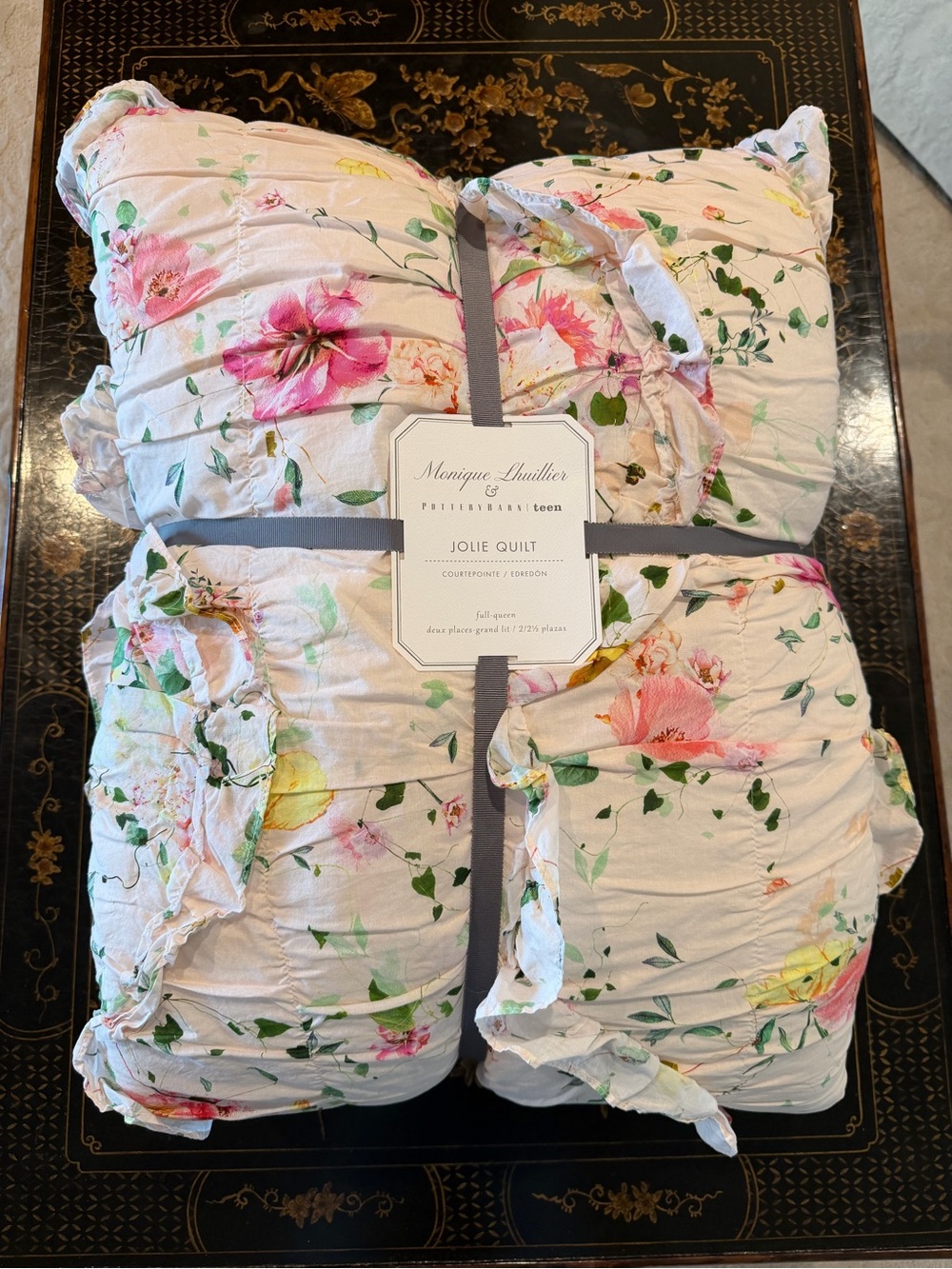 New Pottery Barn Full/Queen Monique Lhuillier Floral Quilt - Pink and Green